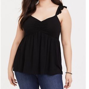 Torrid Black babydoll cami with flutter straps